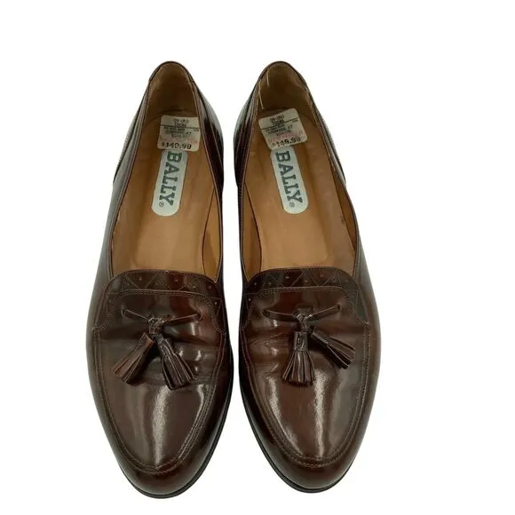 BALLY VIGO Dark Brown Buttery Leather Tassel Kiltie Loafers Shoes 7.5 D Italy