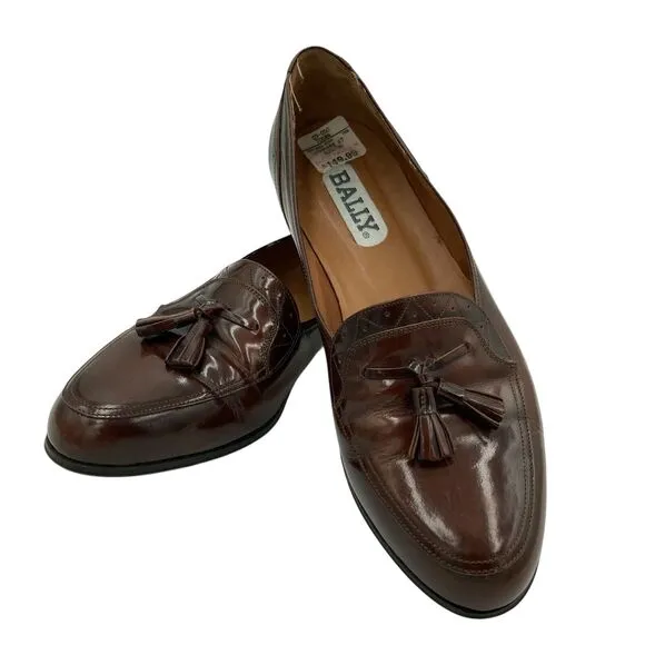 BALLY VIGO Dark Brown Buttery Leather Tassel Kiltie Loafers Shoes 7.5 D Italy