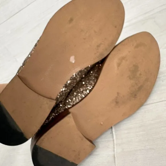 Banana Republic Glitter Brogue Oxford Shoes Women 7 Gold Bronze Shimmer Lace Up
