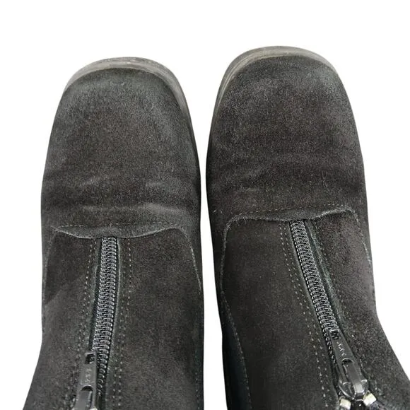 Barbo Shoes Womens 7.5 Booties Chunky Zip Leather Gore Black Comfort Ankle Boots