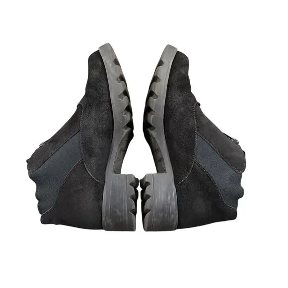 Barbo Shoes Womens 7.5 Booties Chunky Zip Leather Gore Black Comfort Ankle Boots