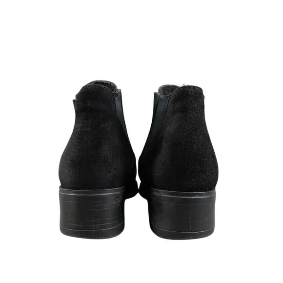 Barbo Shoes Womens 7.5 Booties Chunky Zip Leather Gore Black Comfort Ankle Boots