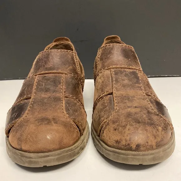 BASS Brown Leather Slip On Vented Shoes Size 9.5