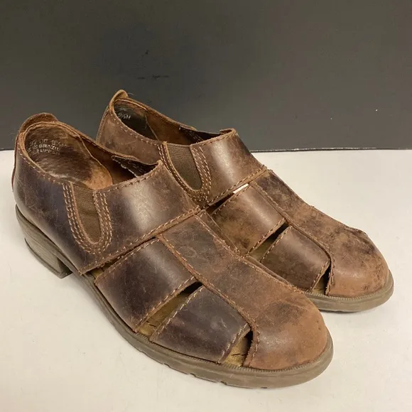 BASS Brown Leather Slip On Vented Shoes Size 9.5