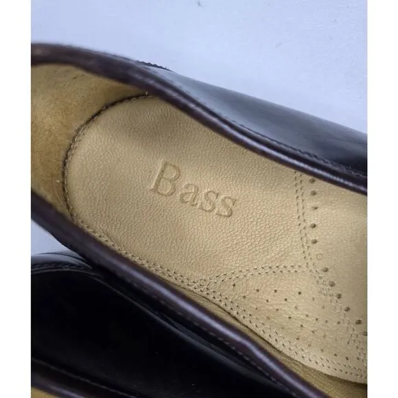 Bass Loafers Men's Shoes Black Brown Leather Kiltie Tassel Sz 10 M