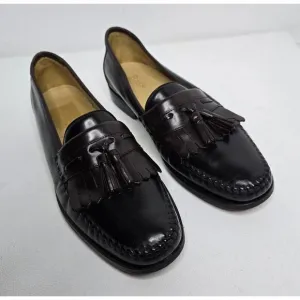 Bass Loafers Men's Shoes Black Brown Leather Kiltie Tassel Sz 10 M