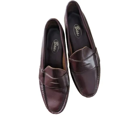Bass Weejuns Penny Loafers Dress Shoes Men 8.5E Burgundy Oxblood Leather Slip On