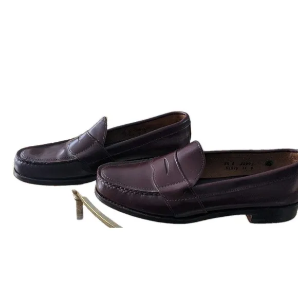 Bass Weejuns Penny Loafers Dress Shoes Men 8.5E Burgundy Oxblood Leather Slip On