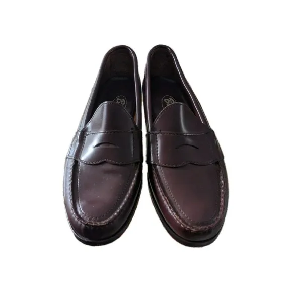 Bass Weejuns Penny Loafers Dress Shoes Men 8.5E Burgundy Oxblood Leather Slip On