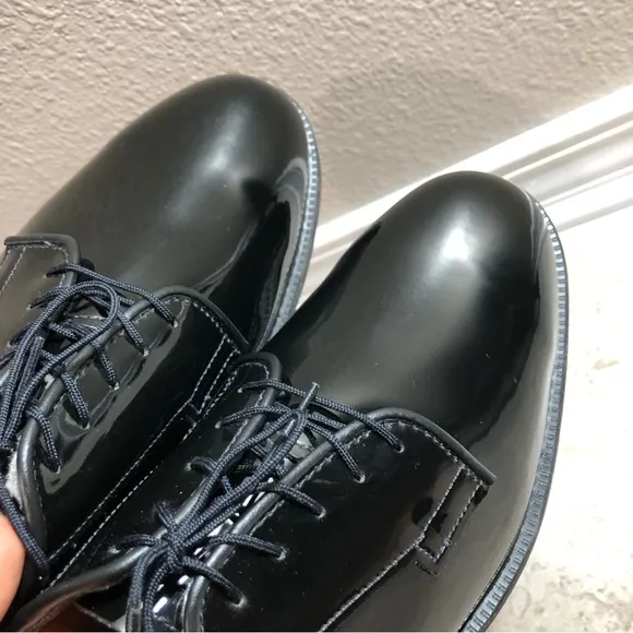 BATES High Gloss Leather Sole Black Oxford Dress / Uniform Shoes 11.5