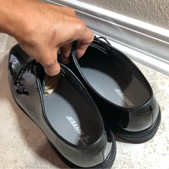 BATES High Gloss Leather Sole Black Oxford Dress / Uniform Shoes 11.5
