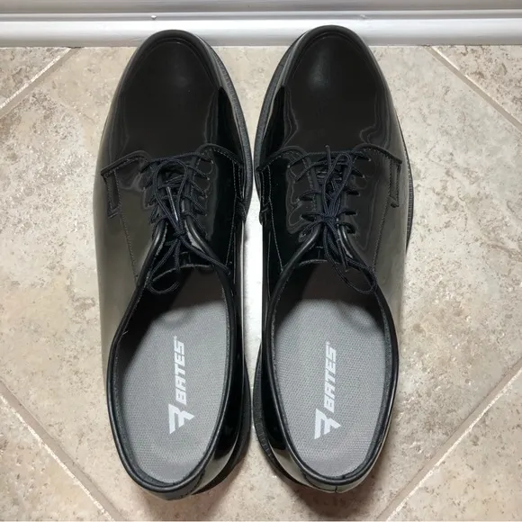 BATES High Gloss Leather Sole Black Oxford Dress / Uniform Shoes 11.5