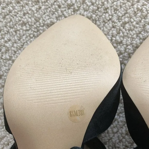 BCBGeneration Black Block High Heels Ankle Wrap Around Straps Shoes Size 8.5