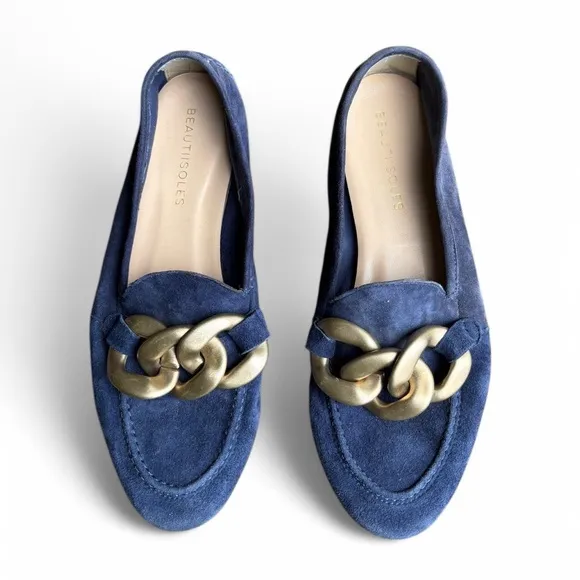 BEAUTIISOLES BY ROBYN SHREIBER gina leather loafer in navy suede