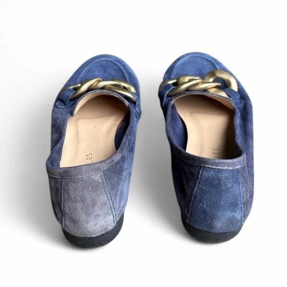 BEAUTIISOLES BY ROBYN SHREIBER gina leather loafer in navy suede