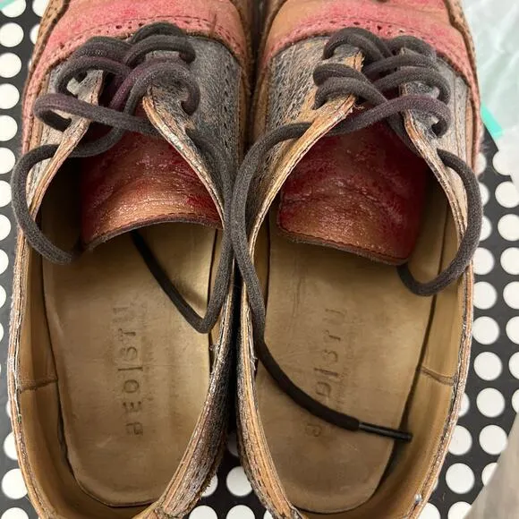 Bed Stu Lita Starry Night Rustic Distressed Wingtip Oxford Shoes Size 10 3679