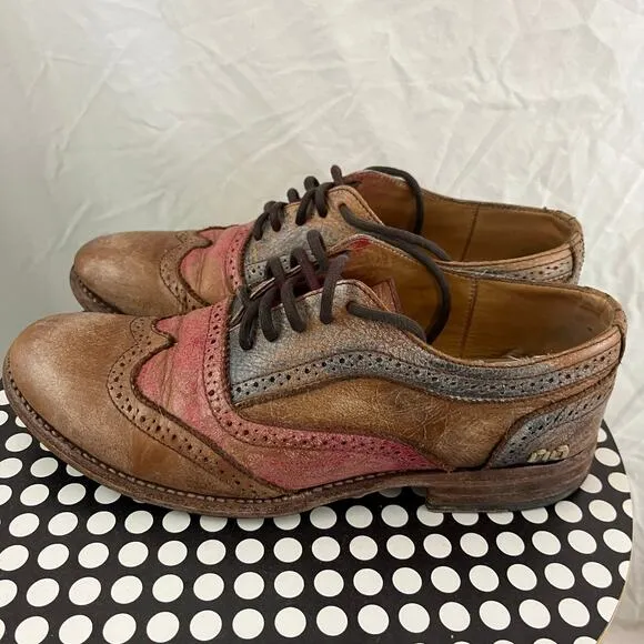 Bed Stu Lita Starry Night Rustic Distressed Wingtip Oxford Shoes Size 10 3679