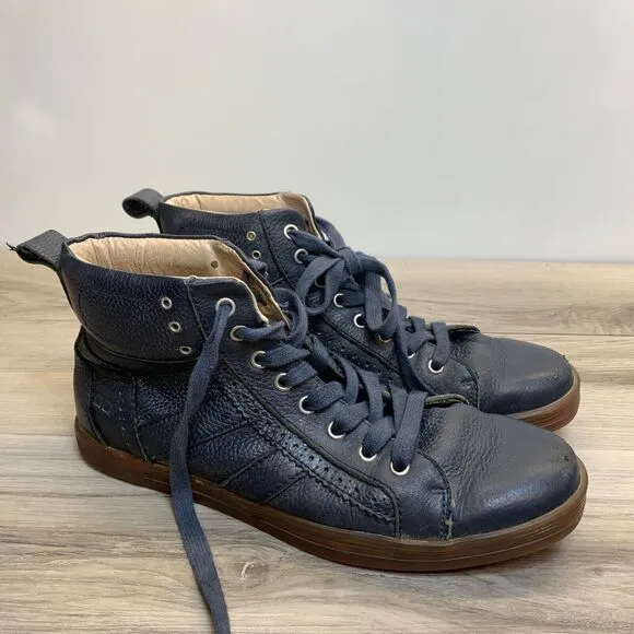 Bed Stu Men Blue Distressed Leather Sneakers US 9.5 Brentwood Hightop Shoes
