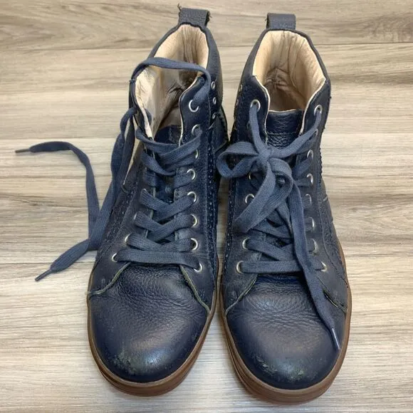 Bed Stu Men Blue Distressed Leather Sneakers US 9.5 Brentwood Hightop Shoes