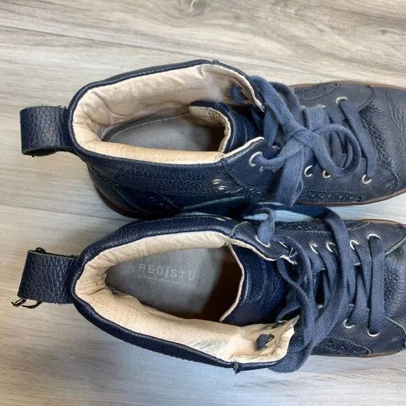 Bed Stu Men Blue Distressed Leather Sneakers US 9.5 Brentwood Hightop Shoes
