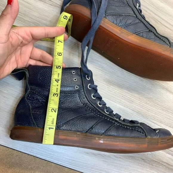 Bed Stu Men Blue Distressed Leather Sneakers US 9.5 Brentwood Hightop Shoes