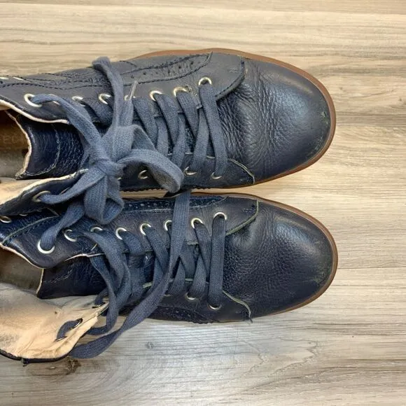 Bed Stu Men Blue Distressed Leather Sneakers US 9.5 Brentwood Hightop Shoes