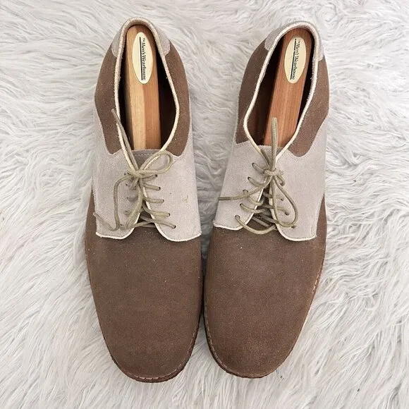 Bed Stu Men’s Brown Klass Saddle Oxford Suede Lace Up Shoes Crepe Sole Size 11.5