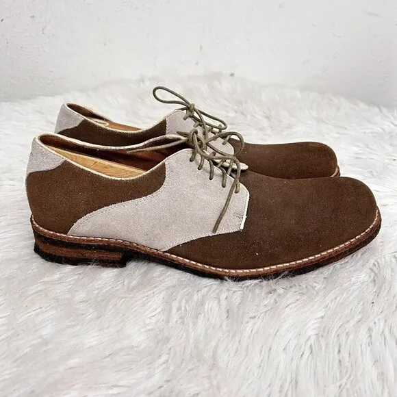 Bed Stu Men’s Brown Klass Saddle Oxford Suede Lace Up Shoes Crepe Sole Size 11.5