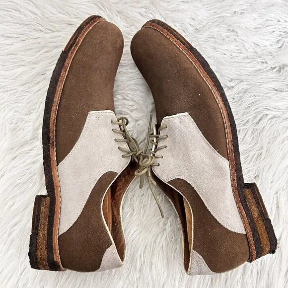 Bed Stu Men’s Brown Klass Saddle Oxford Suede Lace Up Shoes Crepe Sole Size 11.5