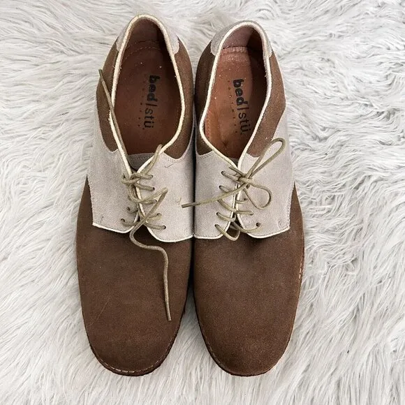 Bed Stu Men’s Brown Klass Saddle Oxford Suede Lace Up Shoes Crepe Sole Size 11.5