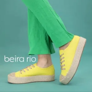 Beira Rio Casual Sneaker Espadrille Wedge Yellow