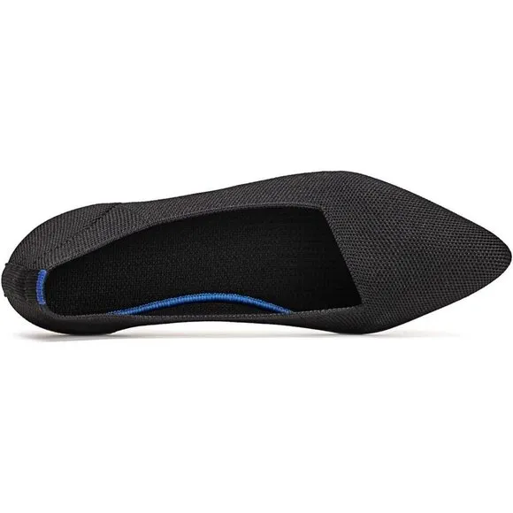 Bejinash  Flat Shoes Women Black Knitted Fabric Comfortable Walking Shoes