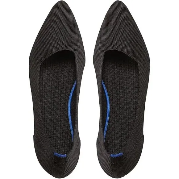 Bejinash  Flat Shoes Women Black Knitted Fabric Comfortable Walking Shoes