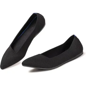 Bejinash  Flat Shoes Women Black Knitted Fabric Comfortable Walking Shoes
