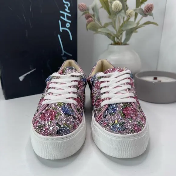 Betsey Johnson Sb-Sidny Sneakers Rhinestone Floral Shoes SF1453 Women 7.5M