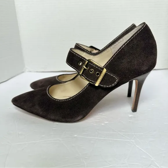 Bettye Muller Women’s Brown Suede Mary Jane Stiletto 3.5” Heels/Pumps- Size 8.5
