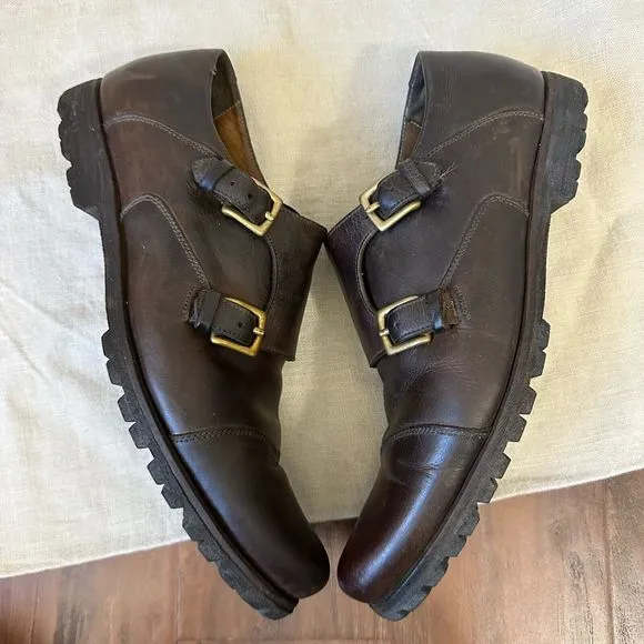 BILLY REID Captoe Double Monk Strap Shoes in Espresso Leather Vibram Sole