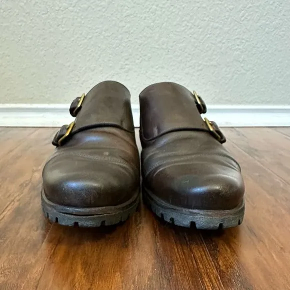 BILLY REID Captoe Double Monk Strap Shoes in Espresso Leather Vibram Sole