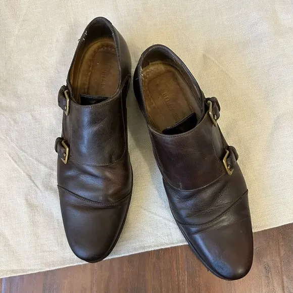 BILLY REID Captoe Double Monk Strap Shoes in Espresso Leather Vibram Sole