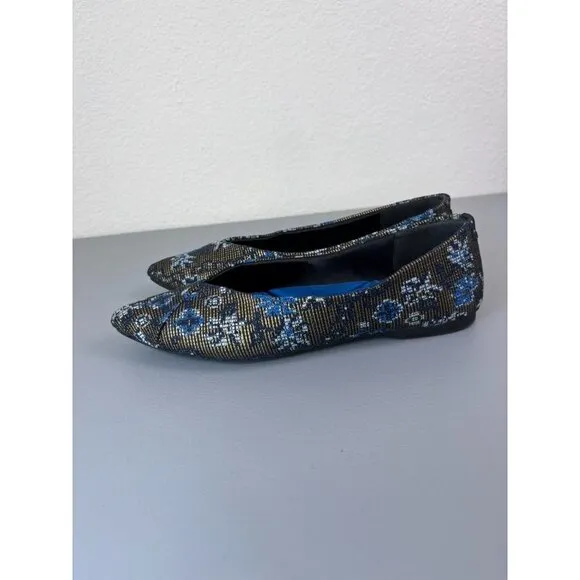 Birdies women's 8 the goldfinch floral needlepoint ballet flat pointed toe shoes