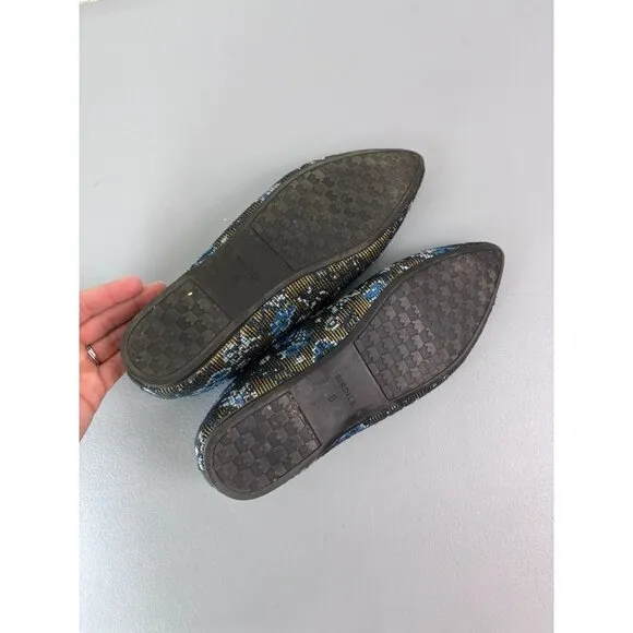Birdies women's 8 the goldfinch floral needlepoint ballet flat pointed toe shoes