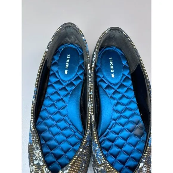 Birdies women's 8 the goldfinch floral needlepoint ballet flat pointed toe shoes