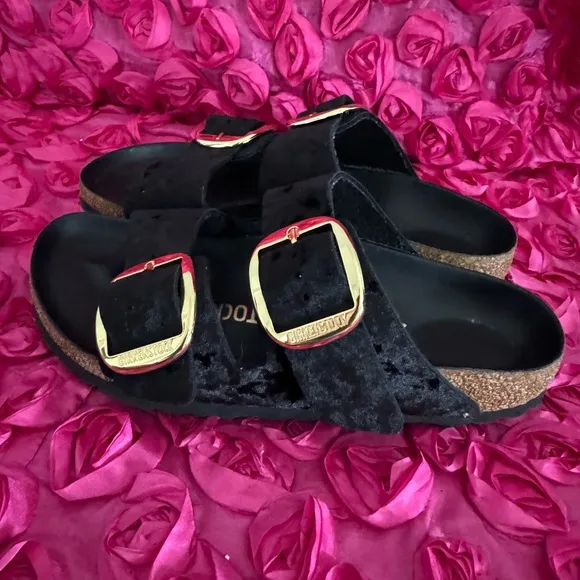 Birkenstock Arizona Big Buckle Rivet Black Velvet Exquiste