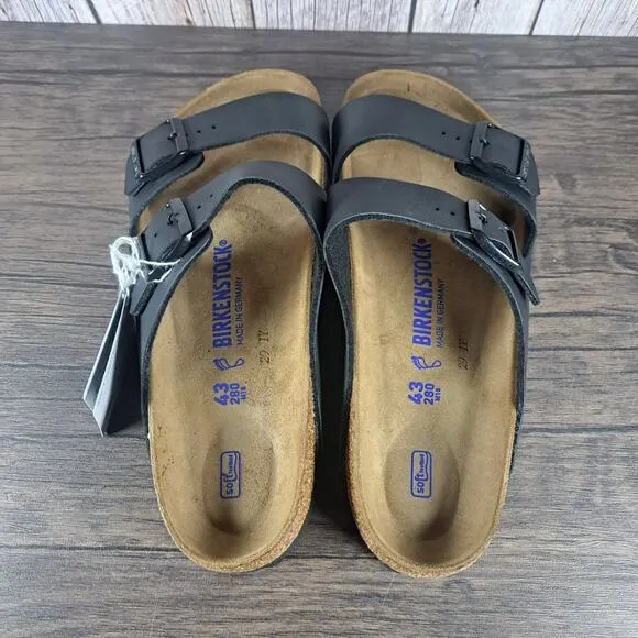Birkenstock Arizona Soft Footbed Black Leather Duel Strap Men's Sz 10 (NWT)