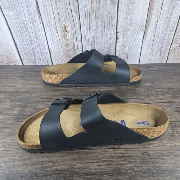 Birkenstock Arizona Soft Footbed Black Leather Duel Strap Men's Sz 10 (NWT)