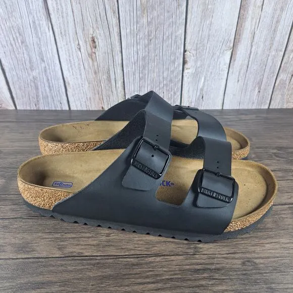 Birkenstock Arizona Soft Footbed Black Leather Duel Strap Men's Sz 10 (NWT)