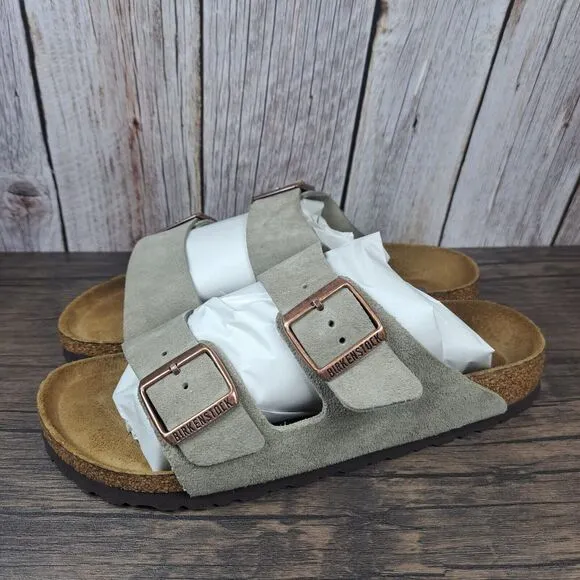 Birkenstock Arizona Soft Footbed Suede Sandals Women's Sz 8 N Men's 6 N Taupe