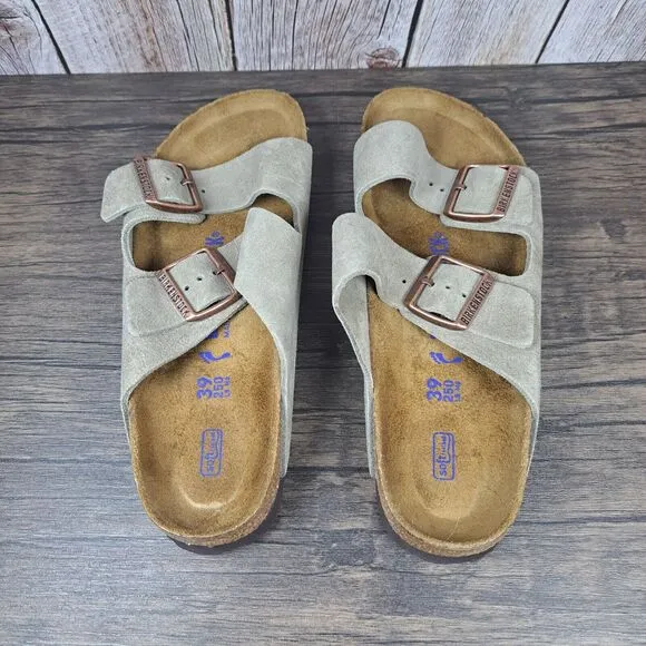 Birkenstock Arizona Soft Footbed Suede Sandals Women's Sz 8 N Men's 6 N Taupe