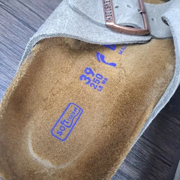 Birkenstock Arizona Soft Footbed Suede Sandals Women's Sz 8 N Men's 6 N Taupe