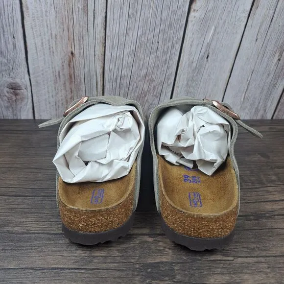 Birkenstock Arizona Soft Footbed Suede Sandals Women's Sz 8 N Men's 6 N Taupe